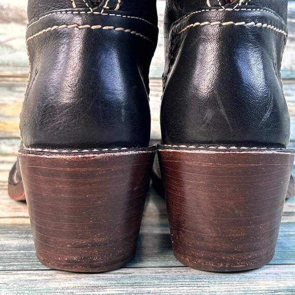 Frye Carmen Short Boots Womens Size 6.5B Black Leather Pull On Western Cowgirl - Picture 14 of 16
